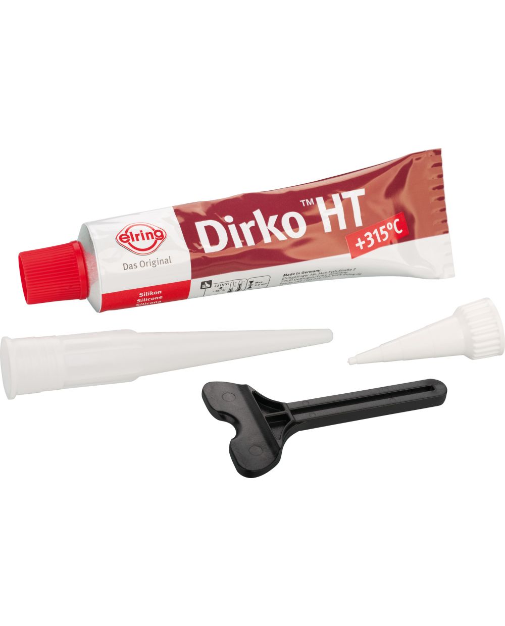 Dirko HT Sealing Compound, red, (-60 to +315°C, compared to grey and black  Dirko, this variant is softer and more more elastic, 70ml, incl. Dosing