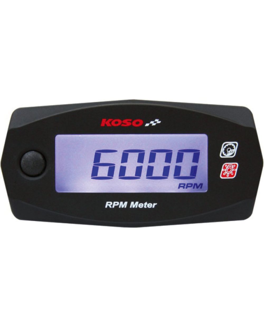 KOSO Tachometer 12V, Ignition Coil Tapping or Inductive at Ignition Cable,  max. RPM-Funktion, Size approx. 70x35x17mm, Illuminated Display