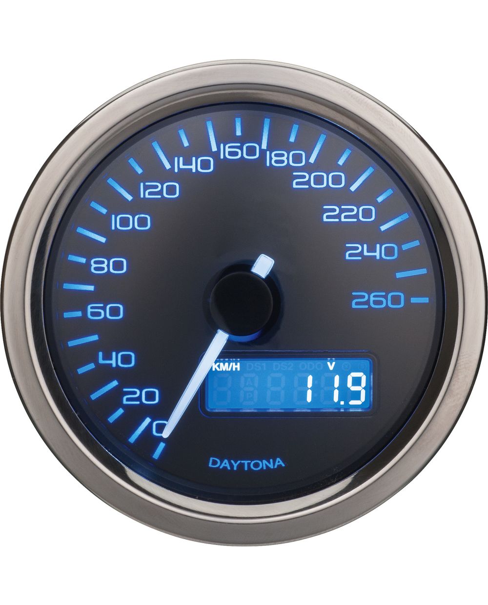 Compteur vitesse digital, Daytona VELONA 2, noir rond Ø60 mm, 260 km/h,  avec support - Pièces Electrique sur La Bécanerie