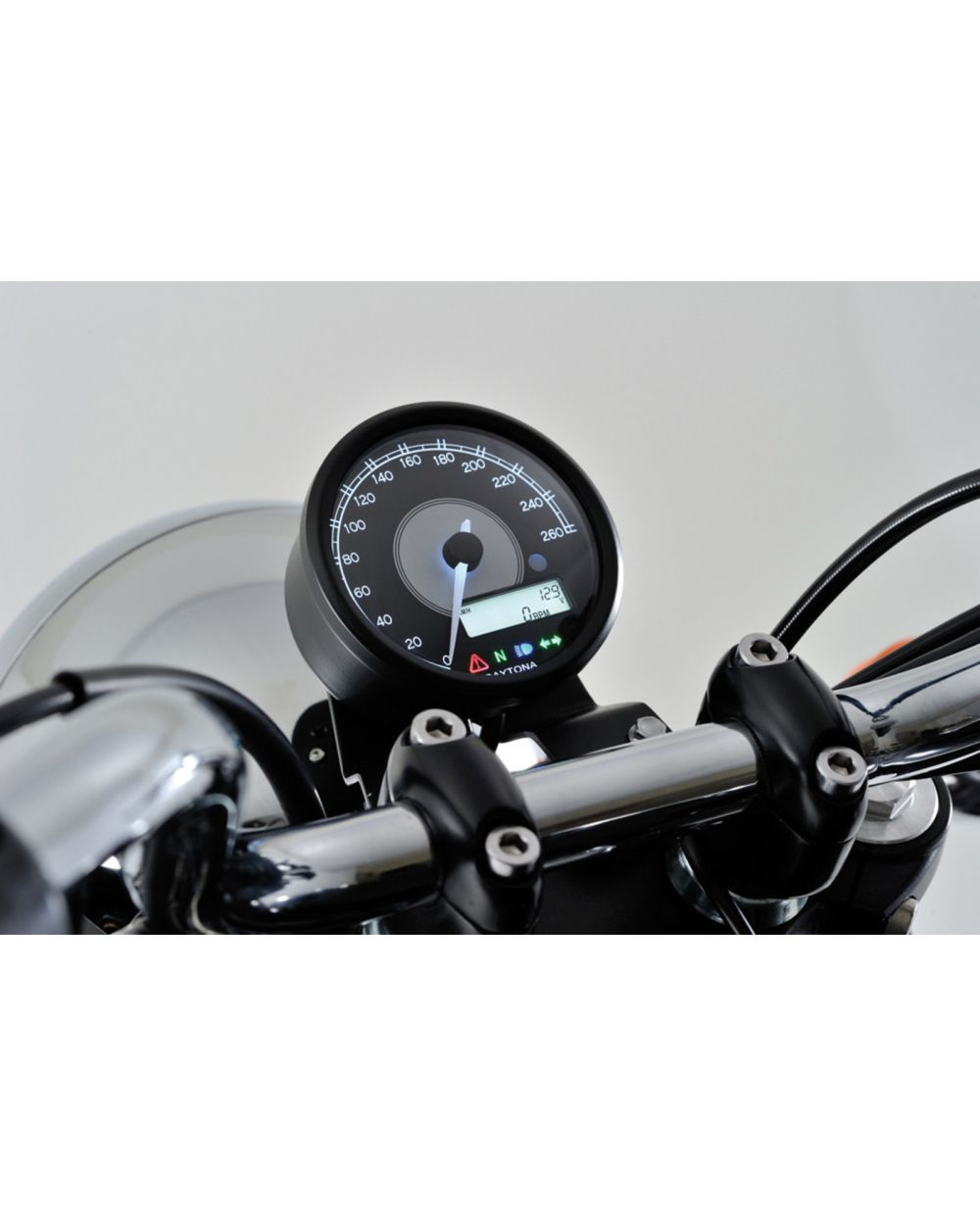 Velona' Multi-Function Speedo-/Tachometer, Digital/Analogue, Diameter 80mm,  4 Pilot Lights, LC-Display,'E'-Approved