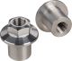 M8 Threaded Bushing Set, 2 pieces, 15x15mm, aluminium, with flange and hex-head A/F 13mm (suitable for rear fender, replaces e.g. item 10073)