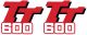 Fuel Tank Decal TT600, approx. 182x142mm red/black/white, 1 pair for LH/RH, (special foil, laminated; extra adhesive and resistant)