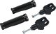 LSL Aluminium Controls, Black, Complete Set Passenger (Vehicle Type Approval)(2x Footpeg Body + Hinge Set)