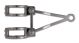 Headlamp Bracket Set 39-42mm, polished aluminium, chrome plated clamps, arm length approcx. 100mm with 12mm bore