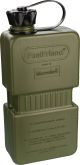 1.5L Jerry Can Hünersdorff 'Fuelfriend', army green, suitable for petrol/oil, fastening straps for tension belts, Dim. incl. cap: 280x121x67mm