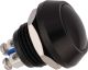 Universal Pushbutton, black aluminium, diameter 17.5mm, length 22.7mm,  mounting diameter 12mm, 2A/36V, splash proof (IP65)