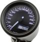 Daytona 'Dark Velona Mini' speedometer, dim. 48x45mm (km/h, km total+day, voltage, clock), light orange/blue/white, display -></picture> 260 km/h