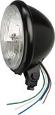 Bates Style H4 Head Light 5 3/4', Black Housing, e-approved, Fastening BOTTOM