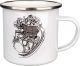 Nostalgia Mug '500cc' with stylized SR/XT500 Motor, 300ml, white/black in gift box, enamel with metal rim (hand rinses recommended)