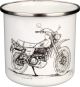 Nostalgia Mug 'XT500 ' stylized b/w drawing, approx. 300ml, enamel with metal rim (hand wash recommended), in a gift box