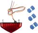 Mini LED Tail Light / Stop Light, red lens, with license plate lighting, E-approved, dimensions W-H-D approx. 84 x 22 x 39mm