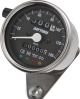 Daytona 'Mechanica II' Mini Speedometer, 140km/h display, 60mm diameter, stainless steel case, black dial, 4 pilot lights, LED illumination 6-12V,
