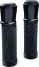 Handlebar Grip Aluminium Black Glossy / Rubber, for 22mm handlebar, length 130mm, thereof 80mm rubber, open ends with cap, 1 pair