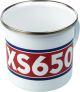 Nostalgia Mug 'XS650', 300ml, white/red/blue in gift box, enamel with metal rim (handwashing recommended)
