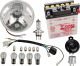 Add-On Kit H4 for Item 50544 PME 12V Conversion, includes all bulbs, YUASA battery, flasher relay, horn, H4 bulb and adapter + headlight reverberator