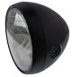 BlackCafé Headlamp 6.5' e-marked, Metal-Housing Matt Black, H4 Clear Lens (Dimen.: 190mm Diameter, 155mm Depth) Mounting Size approx. 177/90mm