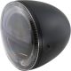 LED Headlight 5 3/4', daytime running and parking light, black metal housing, side mounting, dim.  approx. depth 167mm, insert diam.  146.5mm