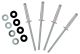 Rivet-Set, Silver, compl. with O-Rings + Washers, for Sprocket Cover Repair, 12 Pcs.