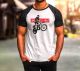 Raglan T-Shirt 'onekickonly' , Black Sleeves, 2-color print, Size M - XXL, slim fit 100% cotton, washable at max. 30°C