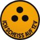 Badge 'Ich sch** auf 12V', diameter 80mm, yellow/black