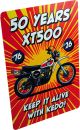 '50 Years XT500' Sign, 2mm aluminum plate, 4-color digital print dimensions: 22 x 32 cm, undrilled