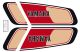 Fuel Tank Decal XT500´'77 Black/Red/Beige, overcoatable, complete Set LH/RH, incl. Service-Sticker