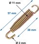 Exhaust Pull Spring, Universal, Zinc-Plated, 1 Piece, Length 57mm, Diameter 11mm, Strength 2mm, 1 Rotating Hook