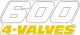 Decal side cover '600 4-Valves', white/yellow with clear background, 1 piece, for right or left side of the vehicle (2x required)