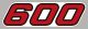 Sticker for Side Cover with Lettering 600, red/white, white background, 1 piece suitable for left or right side, 2 required, OEM reference # 43F-21781-00