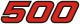 Sticker for Side Cover with Lettering 500, red/white, white background, 1 piece suitable for left or right side, 2 required