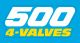 Sticker Side Cover Lettering '500 4-Valves', white/yellow with transparent background, 1 piece, fits right and left side of vehicle, 2x required