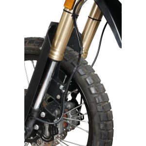 Steel Braided Brake Line T700, black, T-shaped, one-piece, from yoke to caliper, incl. banjo bolts, for Enduro- front fender 31092S/W, incl. certificate