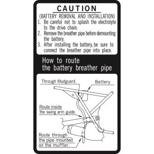 Information sticker installation battery venting hose and battery change