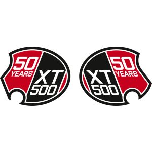 Side Cover Sticker '50 Years XT500', shape suitable for all side covers from 1980 onwards (lock LH, cutaway RH), 1 pair