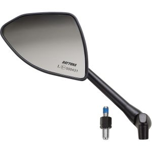 Daytona-Mirror 'MT-Style', LH, CNC-milled, black, incl. adapter M10x1.25, E-approved