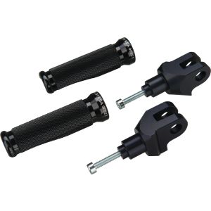 LSL Aluminium Controls, Black, Complete Set Driver (Vehicle Type Approval)(2x Footpeg Body + Hinge Set)