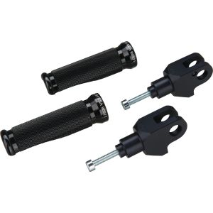 LSL Aluminium Controls, Black, Complete Set Passenger (Vehicle Type Approval)(2x Footpeg Body + Hinge Set)