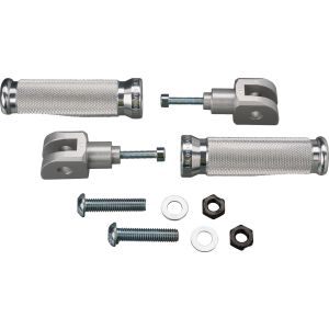 LSL Aluminium Driver's Footpegs, silver, set with 2x base body and 2x hinge, Vehicle Type Approval