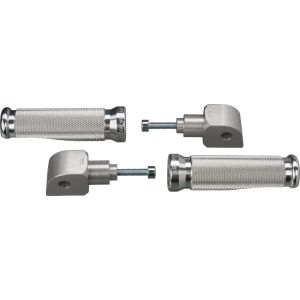 LSL Aluminium Passenger Footpegs, silver, set with 2x base body and 2x hinge, Vehicle Type Approval