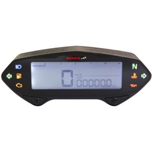 KOSO DB-01R Digital-Cockpit 12V, white illuminated display incl. tachometer, speedometer, 8 pilot lights, odometer/trip, wiring loom (VTA)