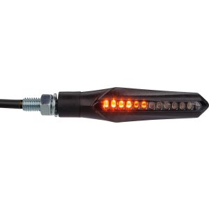 LED Indicator 'MT' with sequential moving light, black plastic housing, tinted lens, length approx. 83mm, M8-thread, 'e'-approved, 1 pair