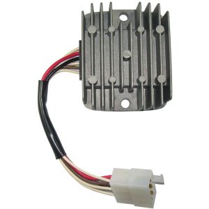 Replica 12V rectifier/regulator unit (connection as OEM, requires adapter 41655 to attach to original studs / battery box).