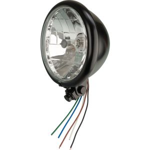 Bates Style H4 Head Light 5 3/4', Black Housing, e-approved, Fastening BOTTOM