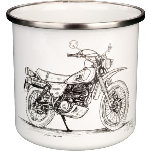 Nostalgia Mug 'XT500 ' stylized b/w drawing, approx. 300ml, enamel with metal rim (hand wash recommended), in a gift box