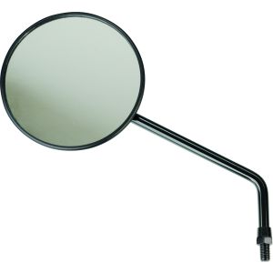 Mirror, LH, black, mirror arm black, shape similar to original, mirror arm approx. 6+12cm effective length, approx. 117mm glass diameter, E-approved