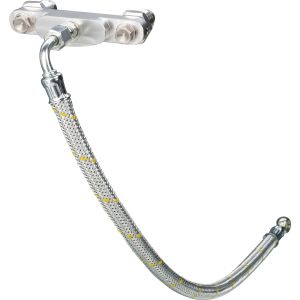 KEDO Twin Feed Oil Line Kit 'Classic', with steel-braided oil line and CNC-milled aluminium distributor block, Complete Kit