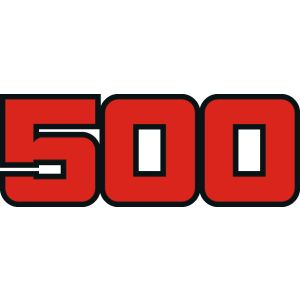 Sticker for Side Cover with Lettering 500, red/white, white background, 1 piece suitable for left or right side, 2 required