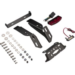 License Plate Bracket, incl. 'E'-approved tail light, indicator stays and small parts, black aluminium