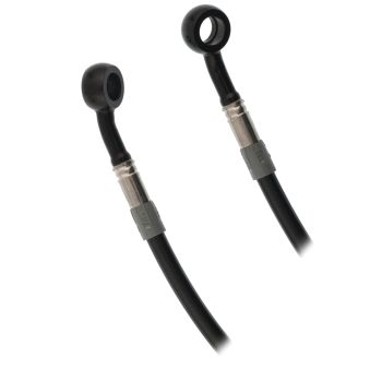 Steel Braided Brake Line 'Blackline', front, black coating, black fittings, length 95cm
