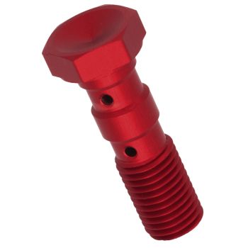 Double Banjo Bolt, M10x1.25, red anodized